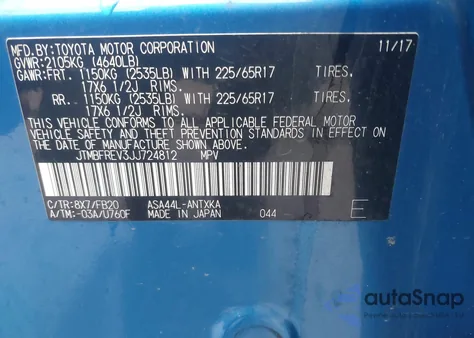 2018 Toyota Rav4 Le z USA, uszkodzony, nr VIN JTMBFREV3JJ724812